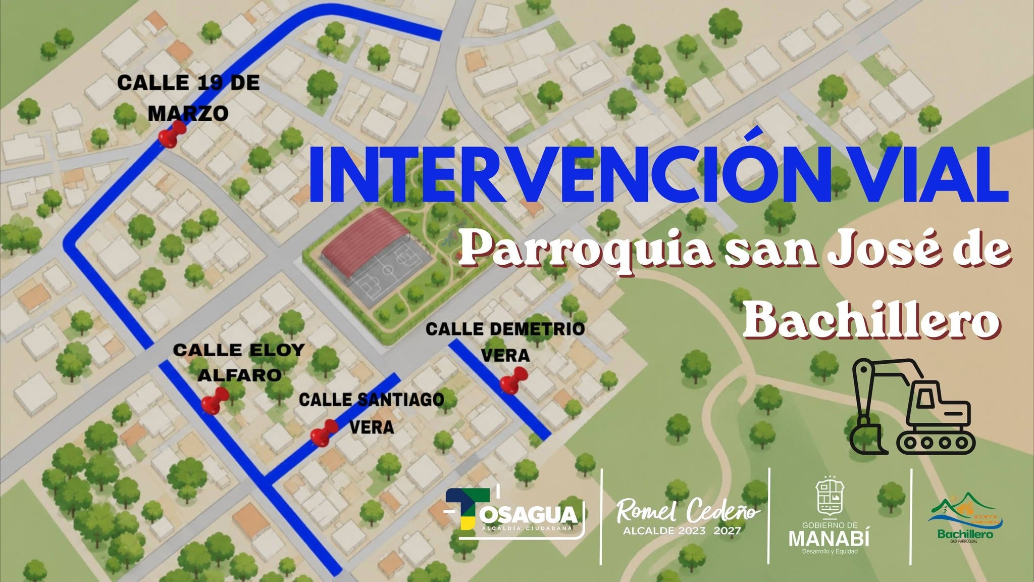 Inician trabajos de mejoramiento vial en calles de la parroquia Bachillero